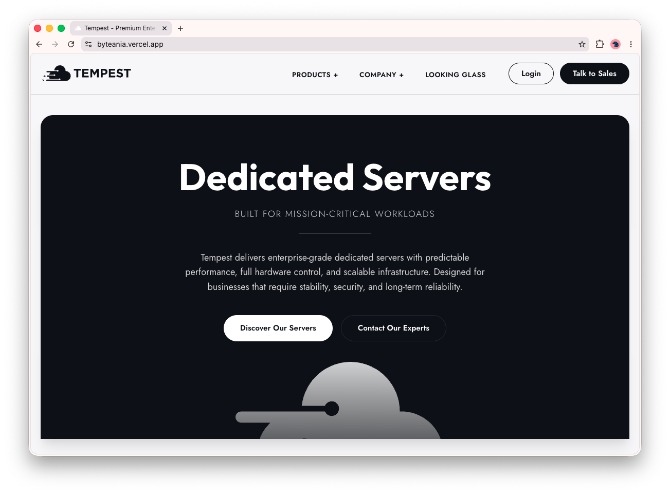 Tempest Hosting Mockup